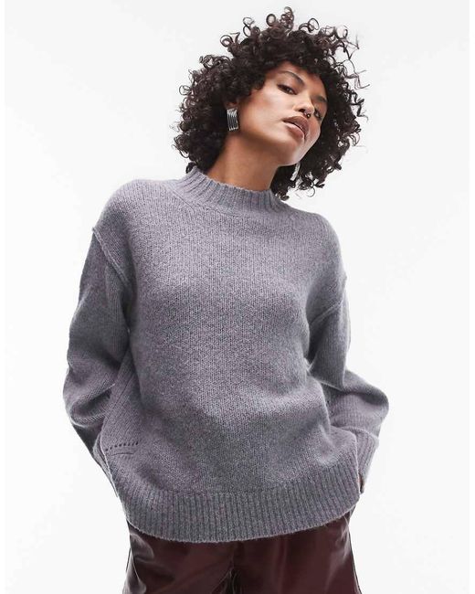 TOPSHOP Gray Premium Cashmere Jumper
