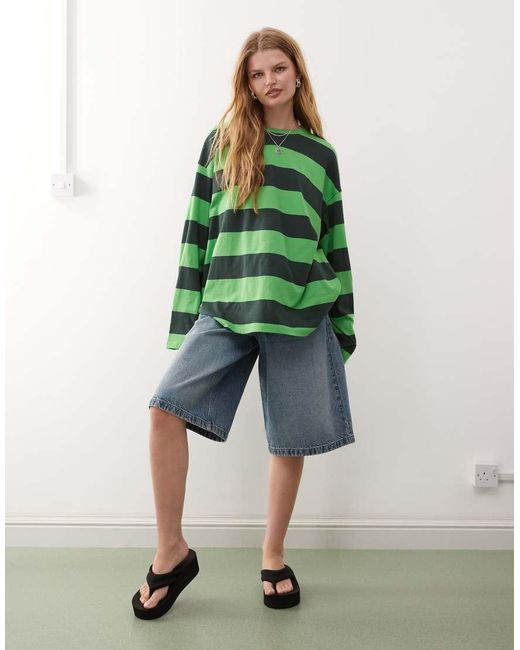 Weekday Green Oversized Long Sleeve T-shirt