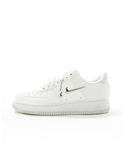 Nike White Air Force 1 Metallic Sneakers