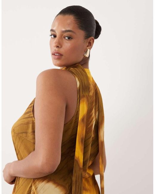 ASOS Metallic Asos Design Curve Techy Scoop Neck Midi Dress With Scarf