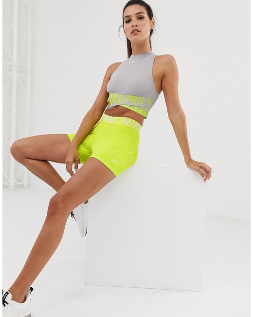 Nike Synthetic Nike Pro Training 3 Inch Shorts In Lime | Lyst Australia
