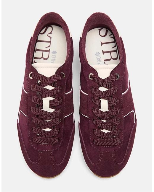 Stradivarius Purple Flat Sole Trainers With Leather Details