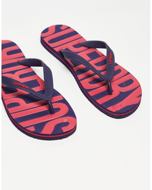 Superdry – vegane vintage-zehenstegsandalen in Pink für Herren