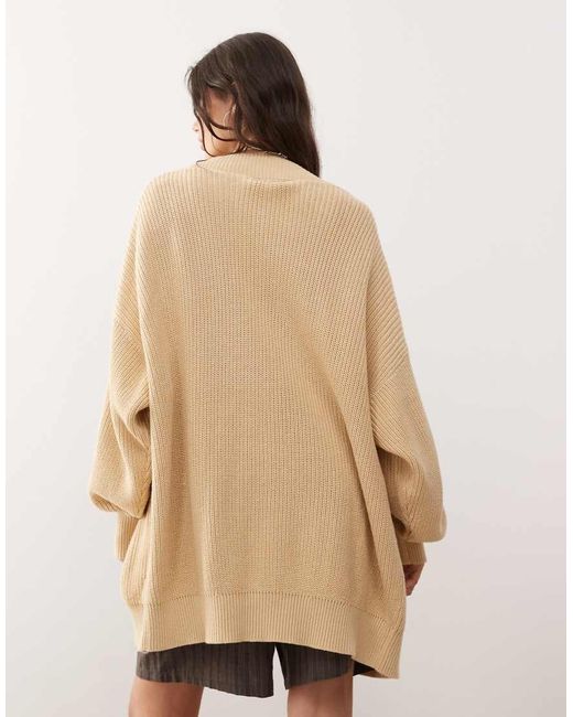Monki Natural Oversized Longline Cardigan