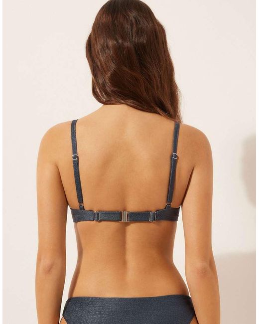 Calzedonia Blue Push-Up Bikini Top Glowing Python