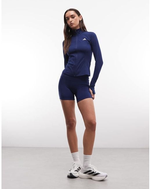 Adidas Originals Blue Three Stripes Studios Zip Thru Top