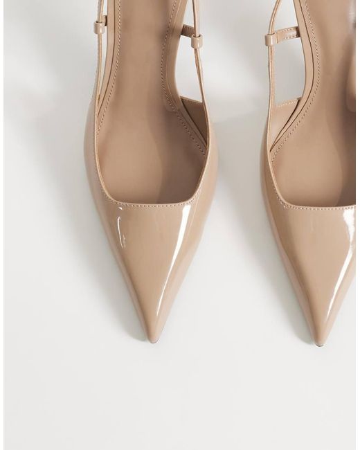 Mango White Pointed Heeled Slingbacks