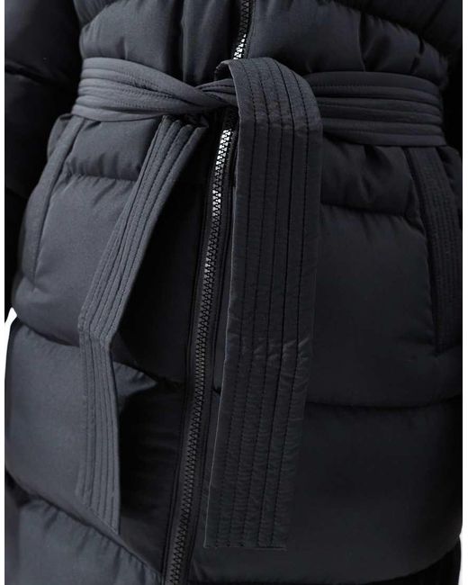 Threadbare Lange Puffer Jas Met Riem in het Blue