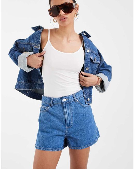 ASOS Blue High Waist Denim Shorts