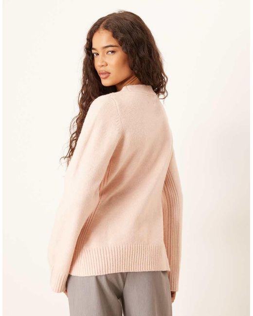 ASOS Natural Waisted V Neck Cardigan With Pocket Detail