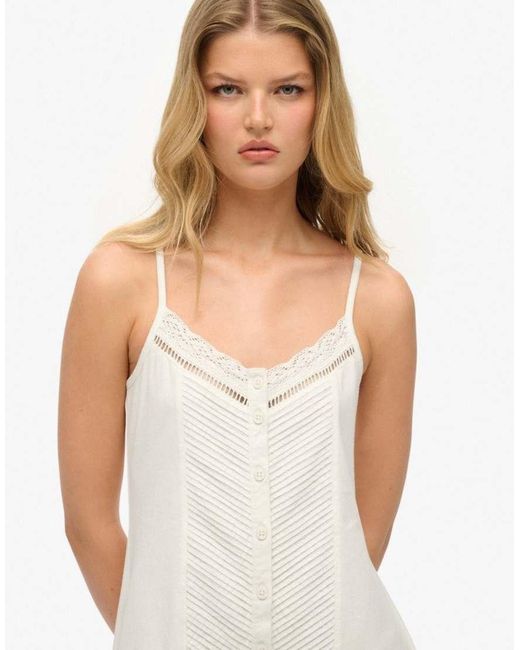 Superdry Natural Lace Button Through Cami Dress