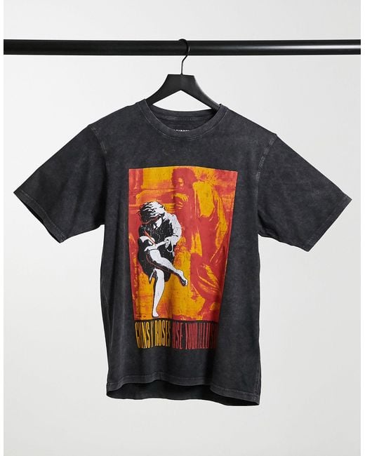 Pull&Bear Black Guns N Roses T-shirt for men