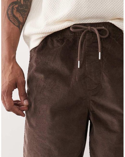 SELECTED Natural Corduroy Drawstring Shorts for men