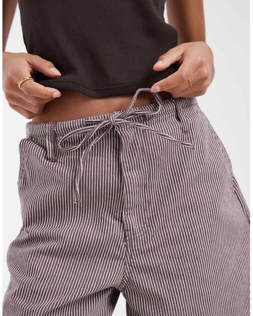 Pieces Brown Tie Waist Denim Shorts