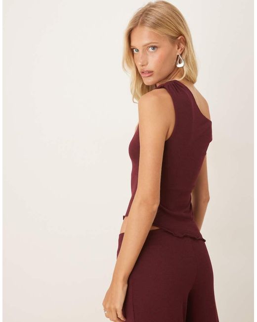 ASOS Red Co-ord Knit-look Off Shoulder Asymmetric Top