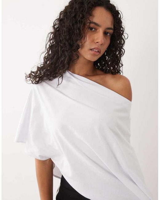 ASOS White Asymmetric Cape Style Top