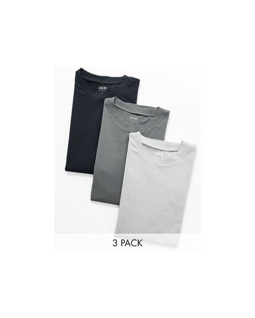ASOS Black 3 Pack Relaxed Crew Neck T-shirt for men