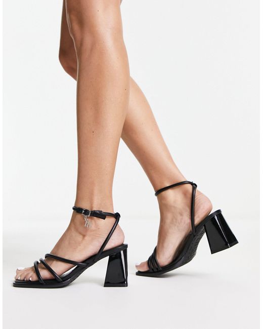 River Island Wide Fit Strappy Sandal With Block Heel in Black | Lyst Canada