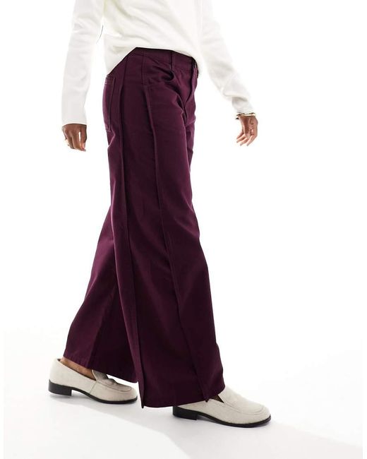 ASOS Red Horseshoe Trousers With Tab Waist Detail