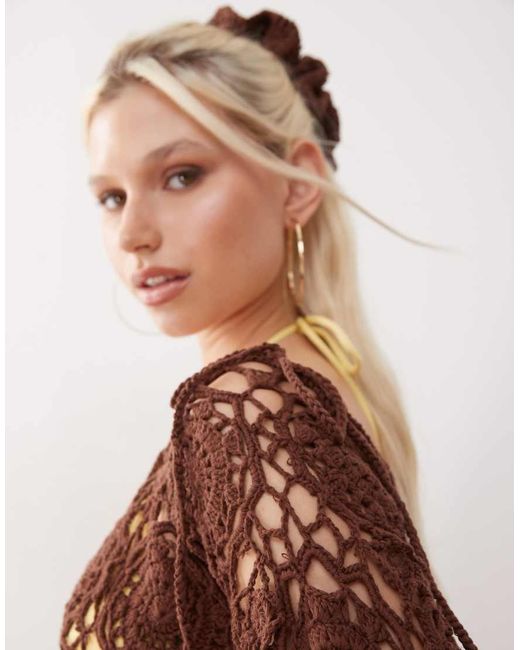 Reclaimed Vintage Brown Limited Edition Hand Crochet Crop Top