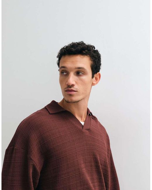 ASOS Brown Oversized Boxy Polo for men