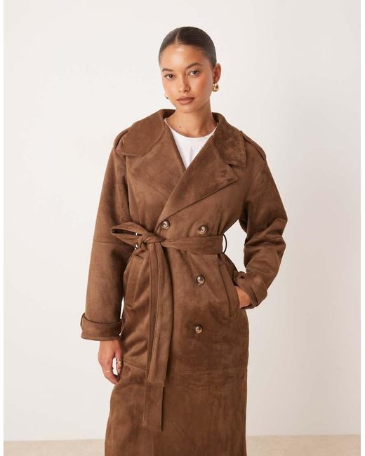 Cotton On Natural Faux Suede Trench Coat