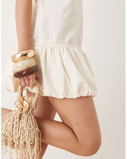 Mango Natural Twill Mini Shift Dress With Bubble Hem