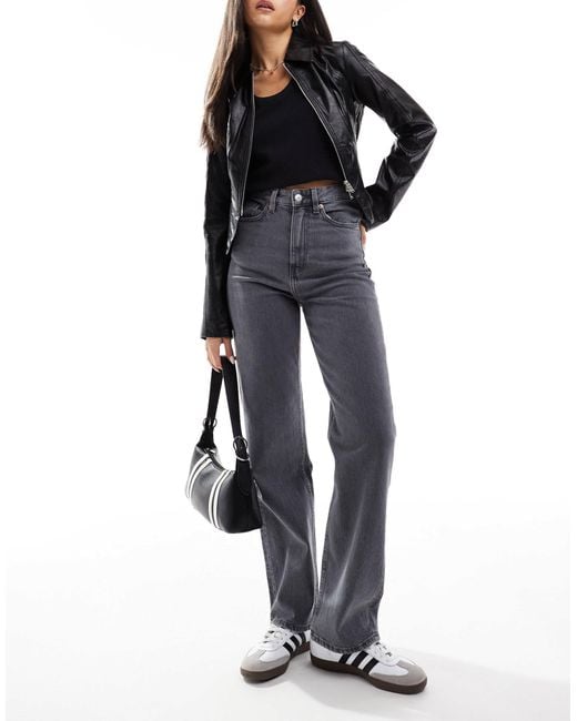 Monki Blue Zami High Waist Straight Leg Jeans