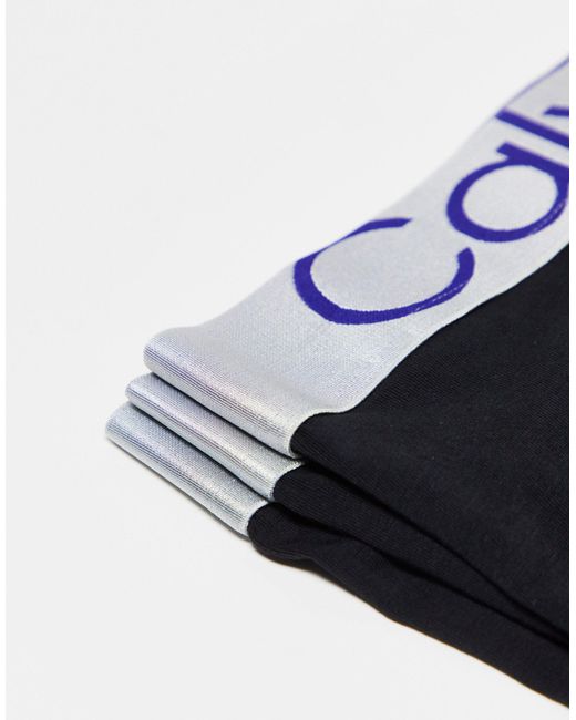 Calvin Klein Black Steel 3-pack Trunks With Contrast Logo Waistband for men