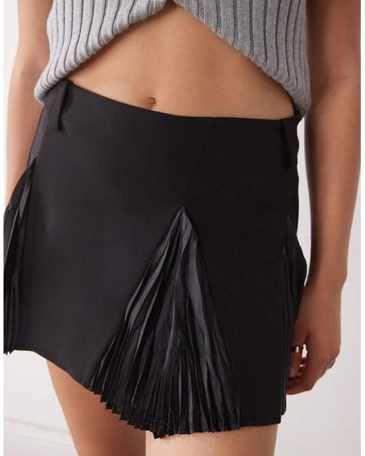 Weekday Natural Asymmetric Mini Skirt With Contrast Satin Detail