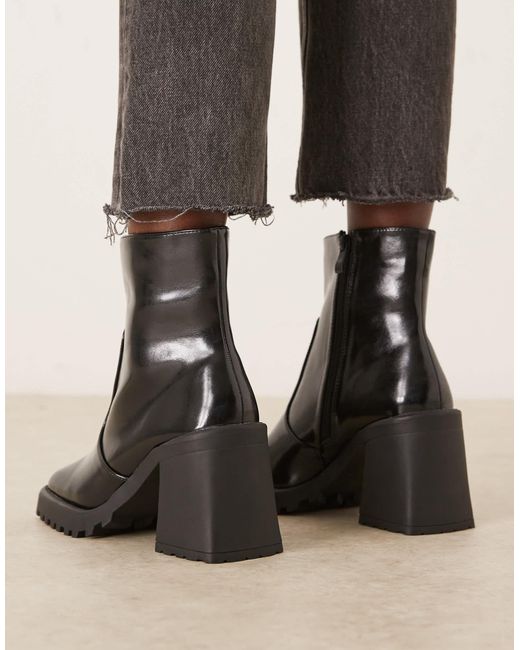Raid Wide Fit Black Sugar Block Heeled Ankle Boots