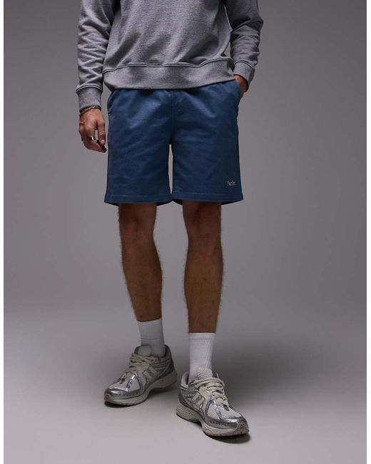 Pantalones Cortos Azules Con Logo Y Cordón Ajustable Wilmot De Parlez de hombre de color Blue