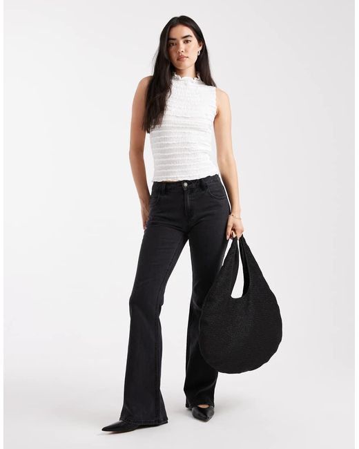 Pieces White Sleeveless Textured Top