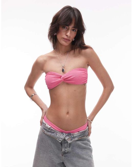 & Other Stories Brown Twist Front Bandeau Bikini Top With Removable Padding And Detachable Straps