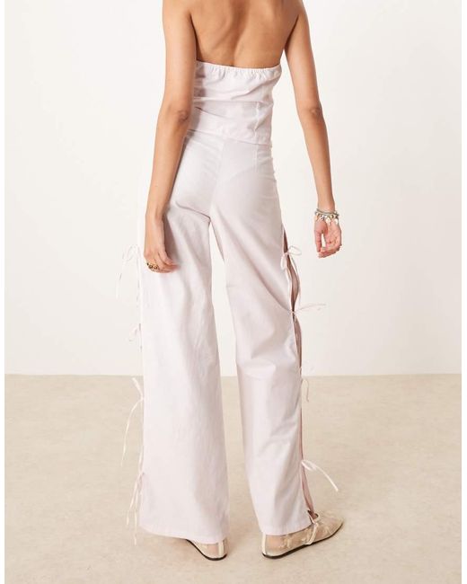 Mango Natural Cotton Mix Bow Side Straight Leg Trouser Co-ord