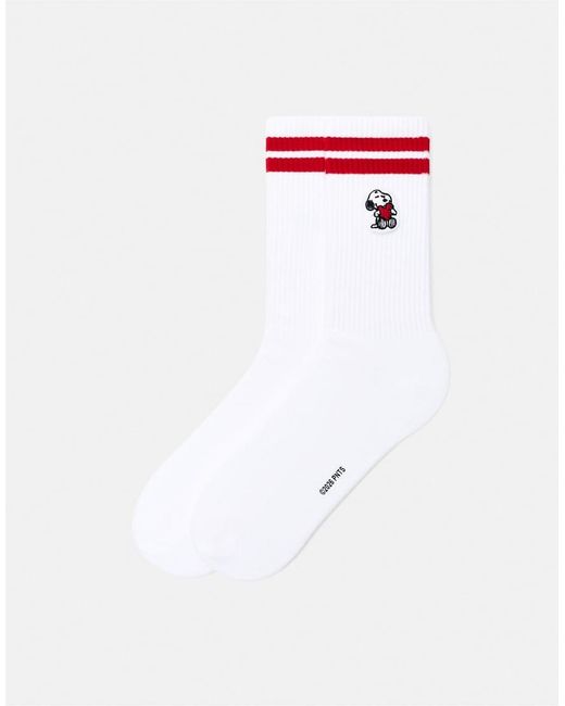 Pull&Bear White Peanuts Sports Socks