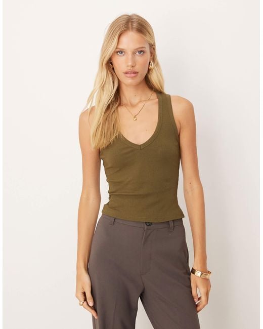 ASOS Green – geripptes trägertop