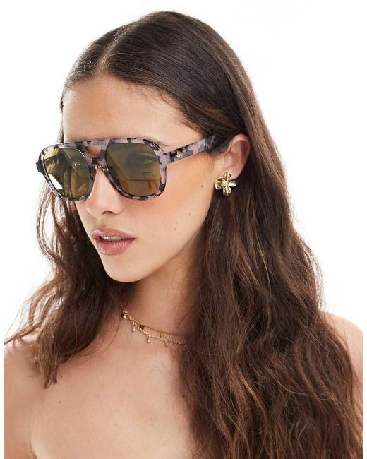 Aire Brown Whirlpool Oversized Aviator Sunglasses With Lens