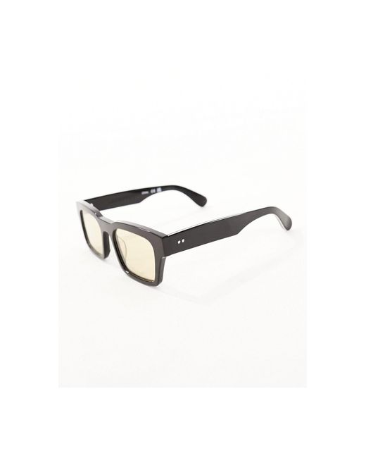 Cut eighty two - occhiali da sole squadrati neri con lenti color cuoio di Spitfire in Black