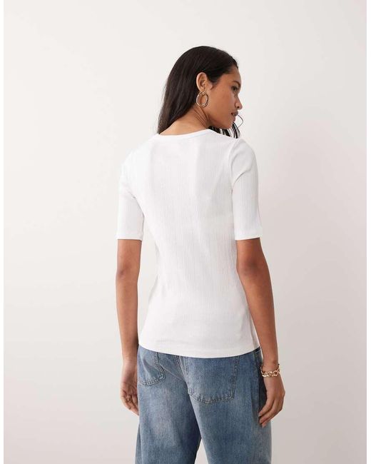 ARKET White Scoop Neck Wide Rib T-shirt