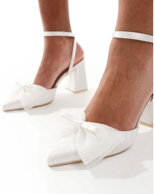 Be Mine Wide Fit Brown Bridal Jomi Block Heeled Shoes With Bow