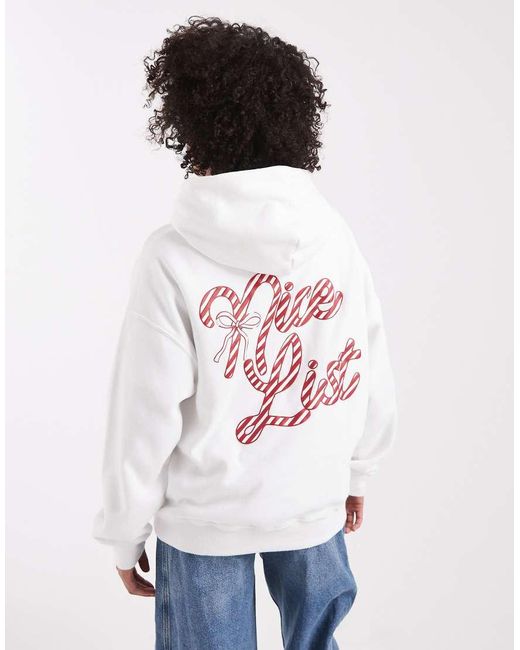 Hollister White Oversized 'nice List' Festive Hoodie
