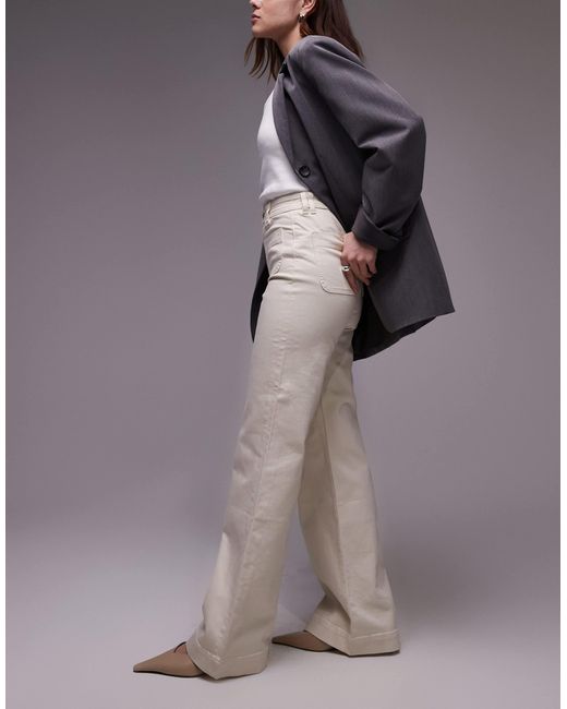 & Other Stories Purple High Rise Flared Jeans With Patch Pockets