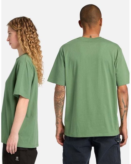 Timberland Green Print Stack Logo Short-Sleeve Tee for men