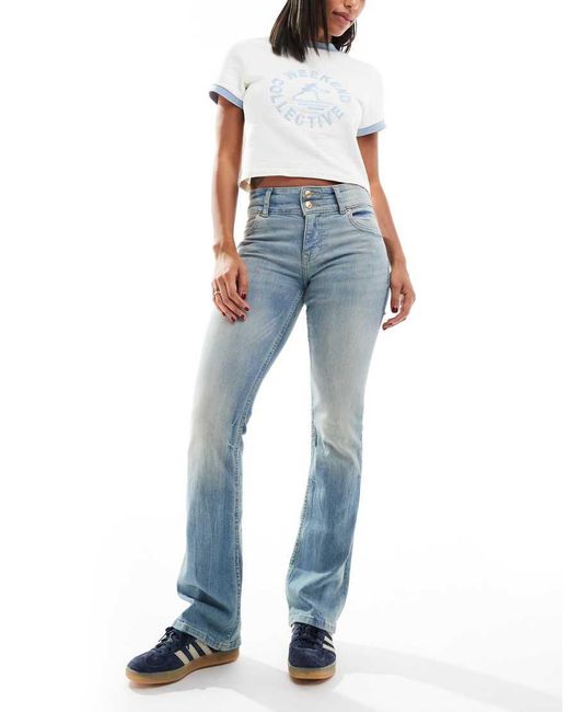 Bershka Blue Low Rise Bootcut Jeans