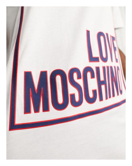 Vestito t-shirt con logo squadrato di Love Moschino in White