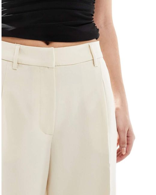 Monki White High Waist Wide Leg Trousers With Front Pleat