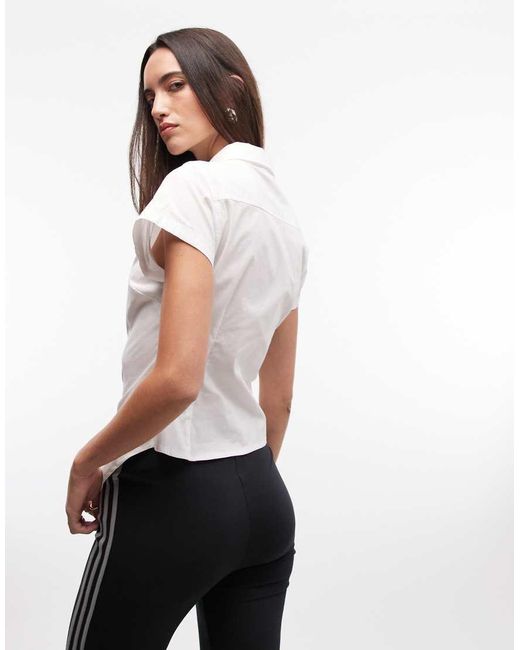 Collusion White Asymmetric Hem Fitted Shirt