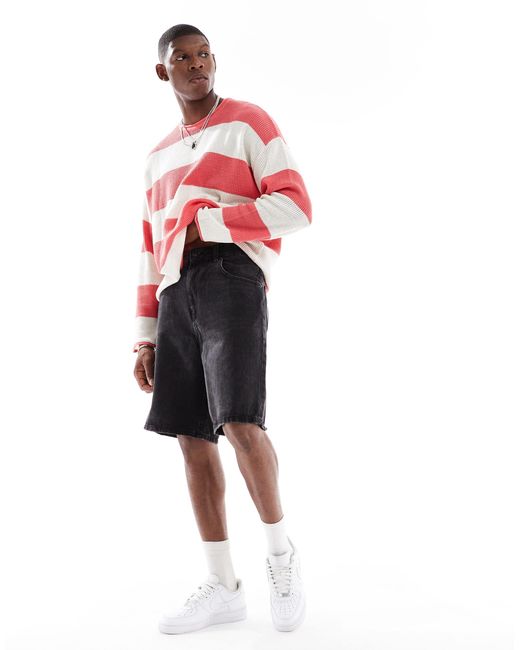 Cotton On Red Relaxed Long Sleeve Knit Jumper for men