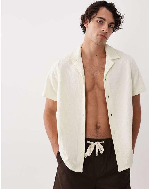 South Beach Black Embossed Beach Shirt for men